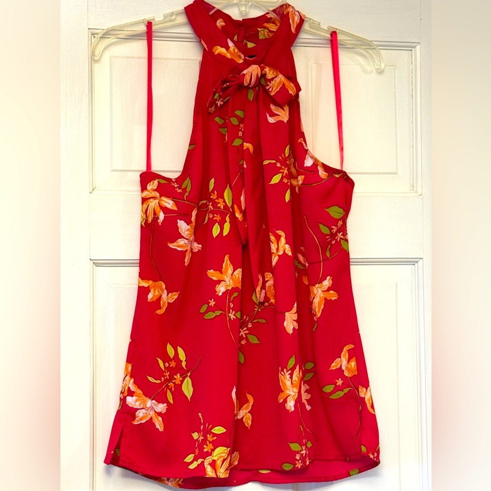 Floral‎ Red Halter Top, NWOT